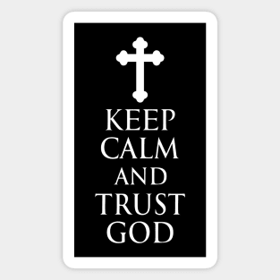 Keep Calm And Trust God - Cross Bottony - White - Christian Series 4W Magnet